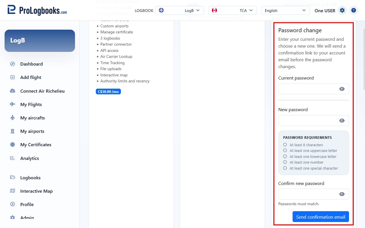 Use the security card for verification and password changes