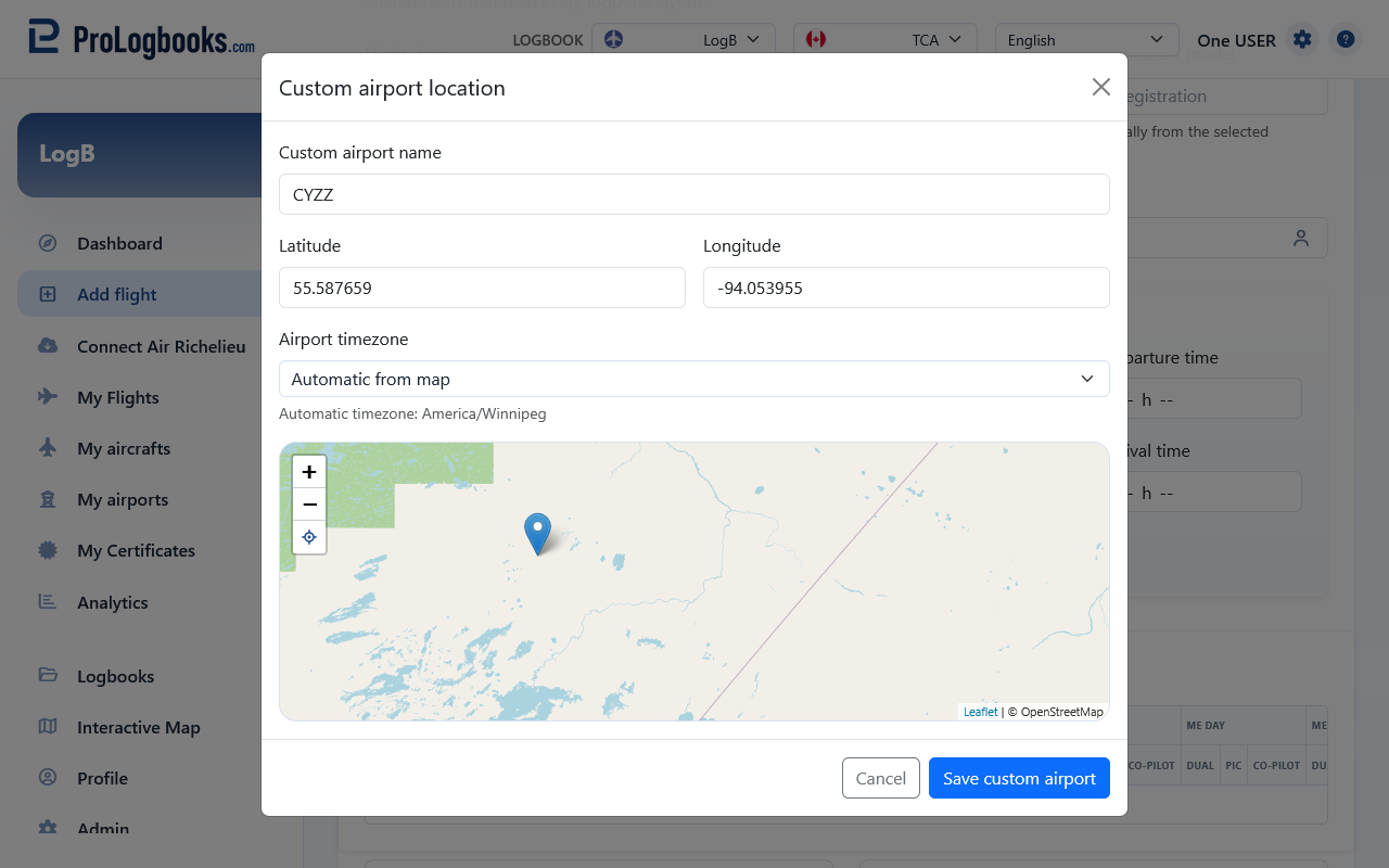 Create a missing airport before saving the flight