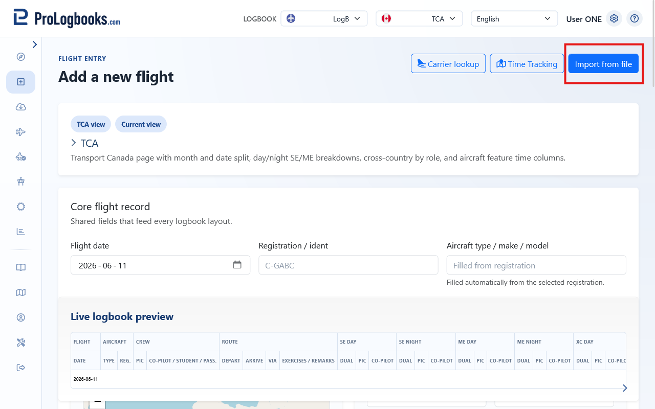 Use Import from file when the flights already exist elsewhere