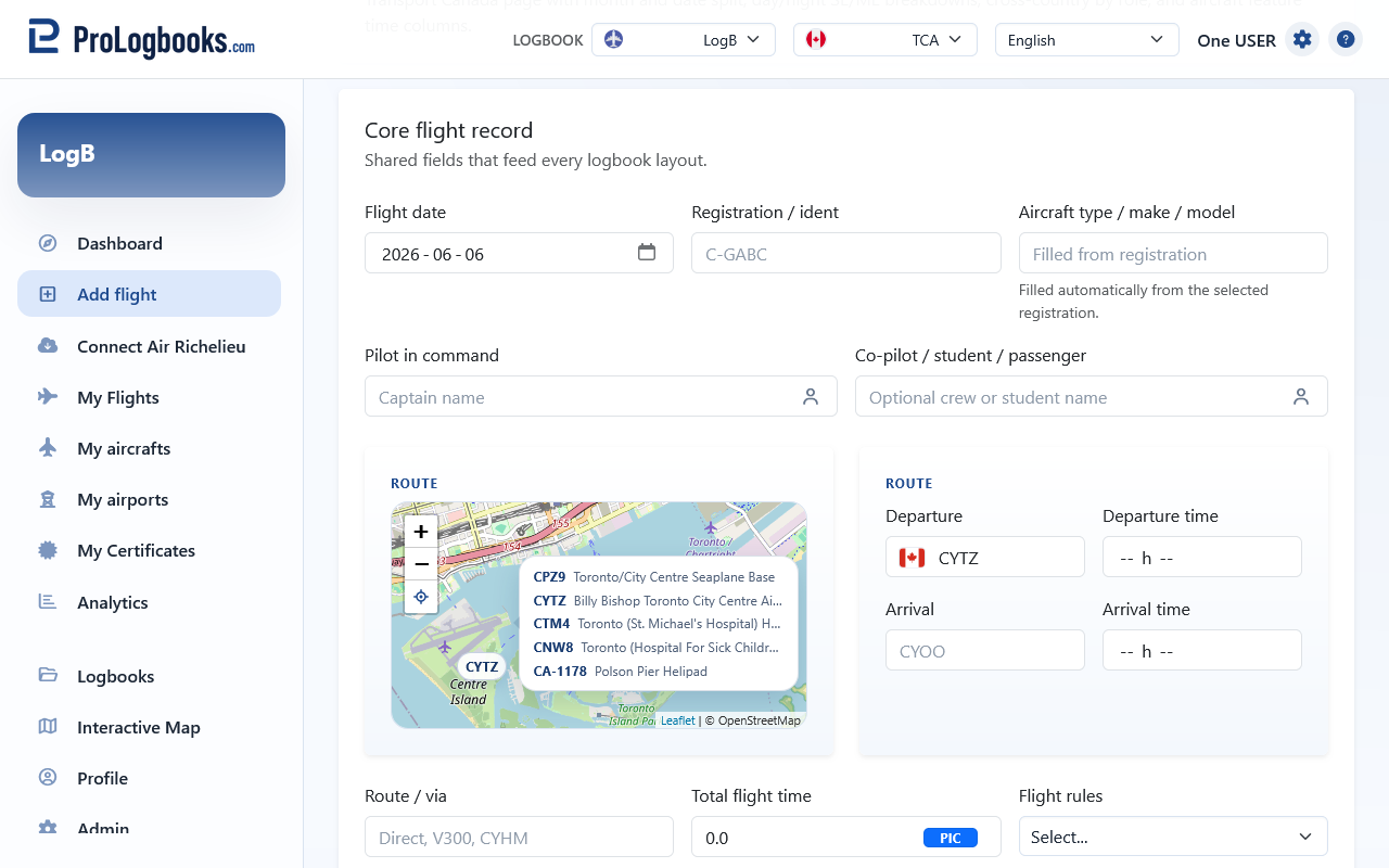 Use the route map to pick nearby airports