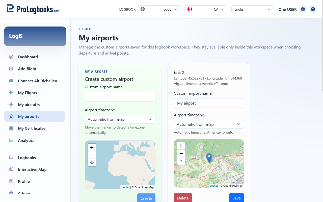 Create a custom airport from the first card