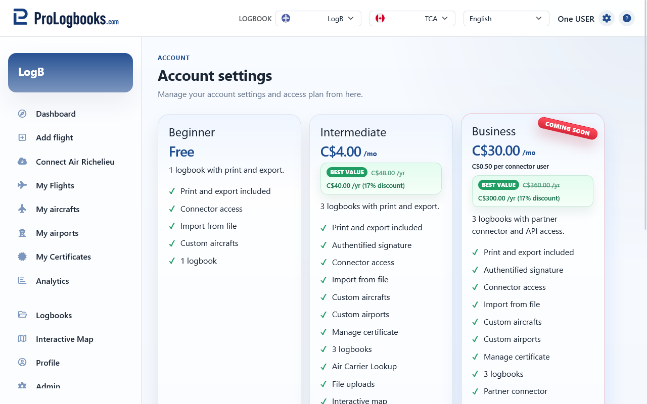 Select a plan and continue to the secure payment page