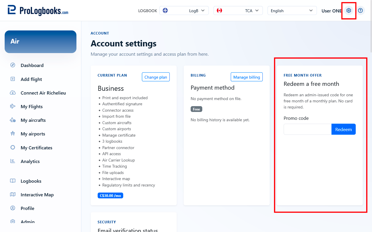 Redeem a promo code for a free month