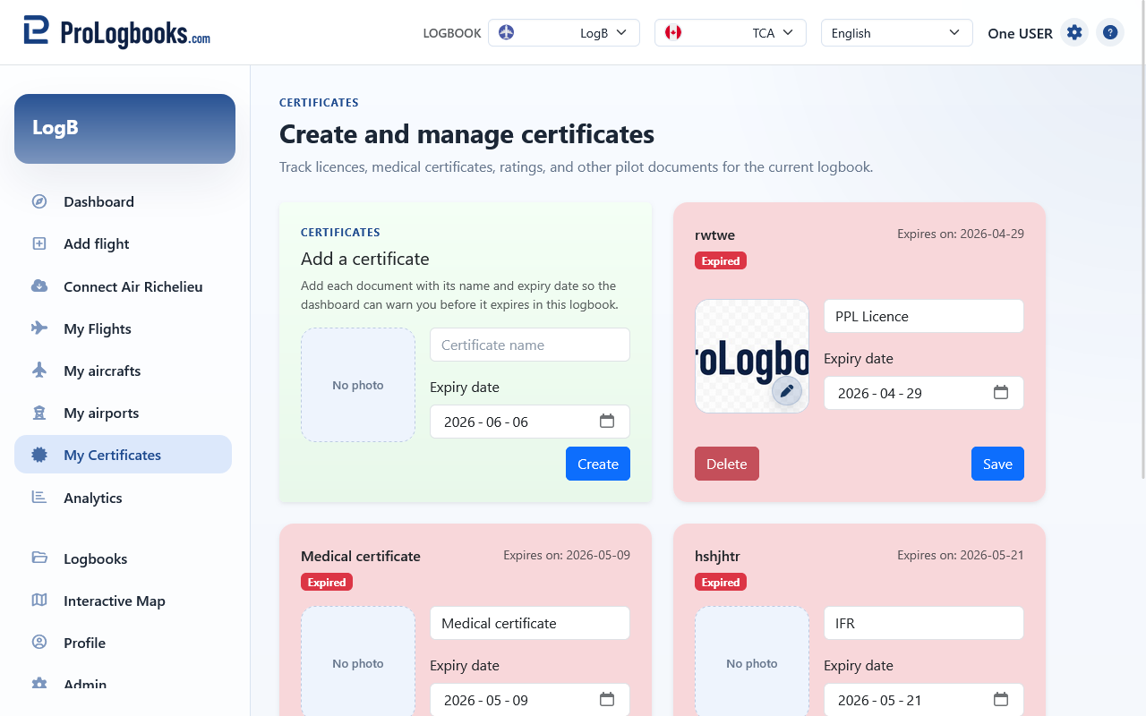 Create a certificate from the top card