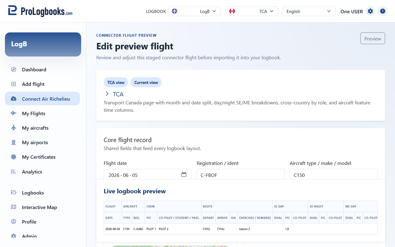 Open Edit preview flight when one row needs more work