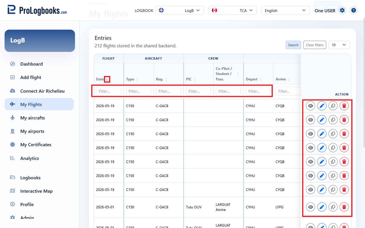 Use Actions, sorting, and column order deliberately