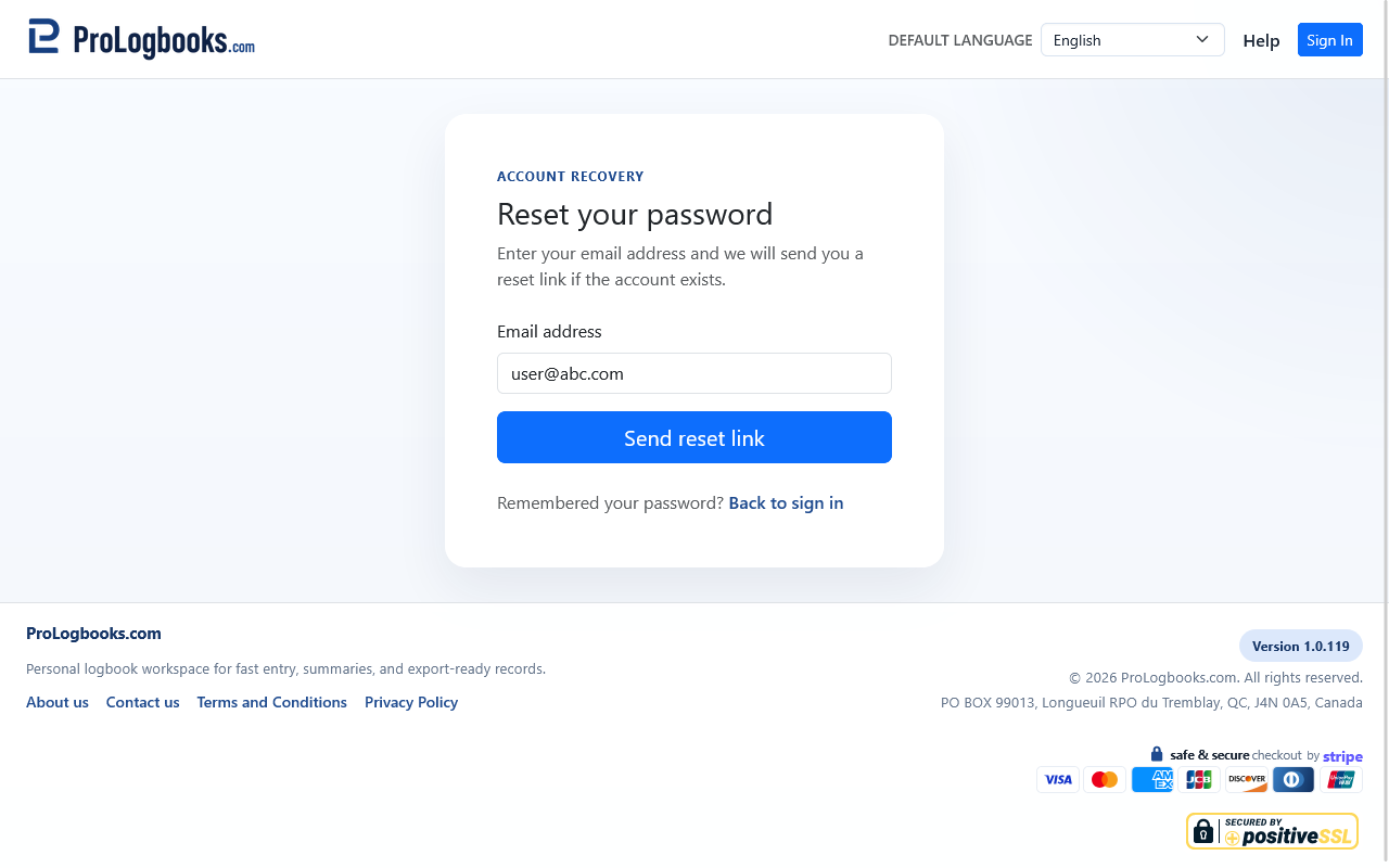 Request the reset message from the same account email