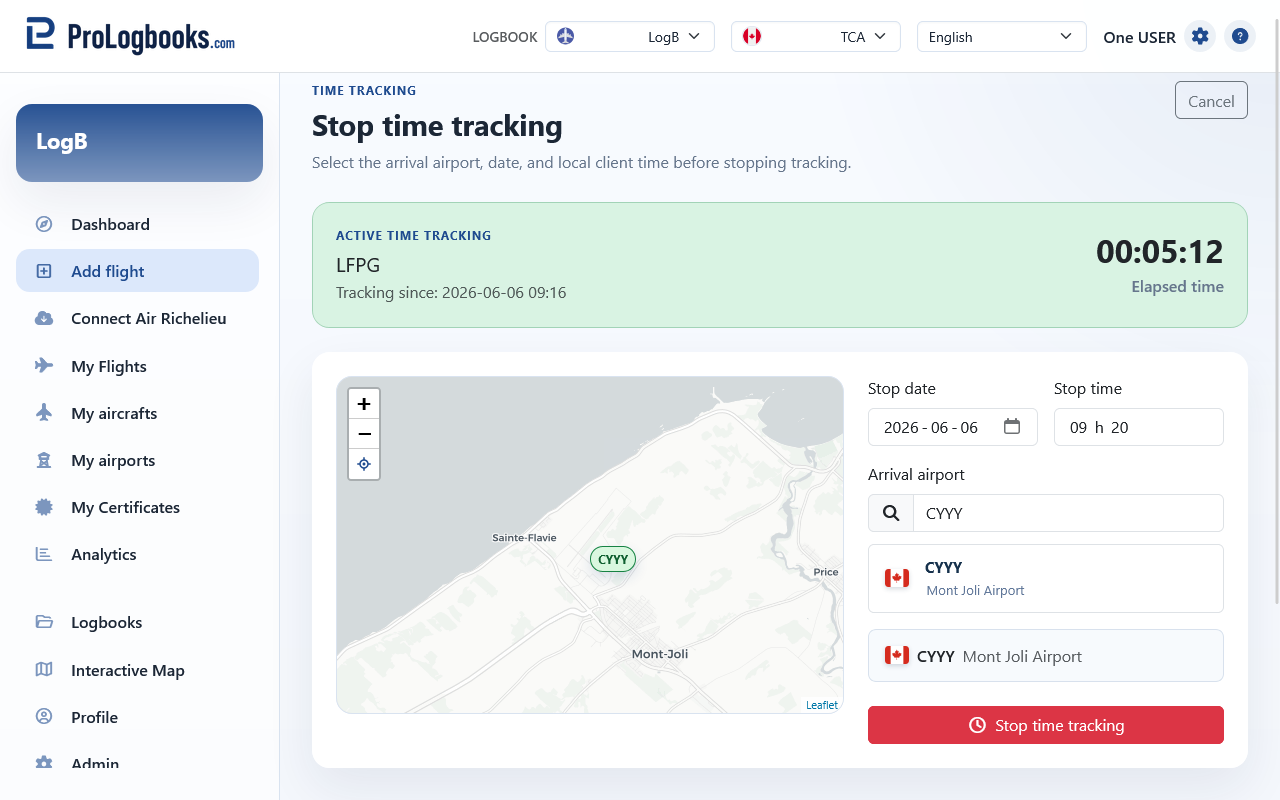 Stop tracking at arrival