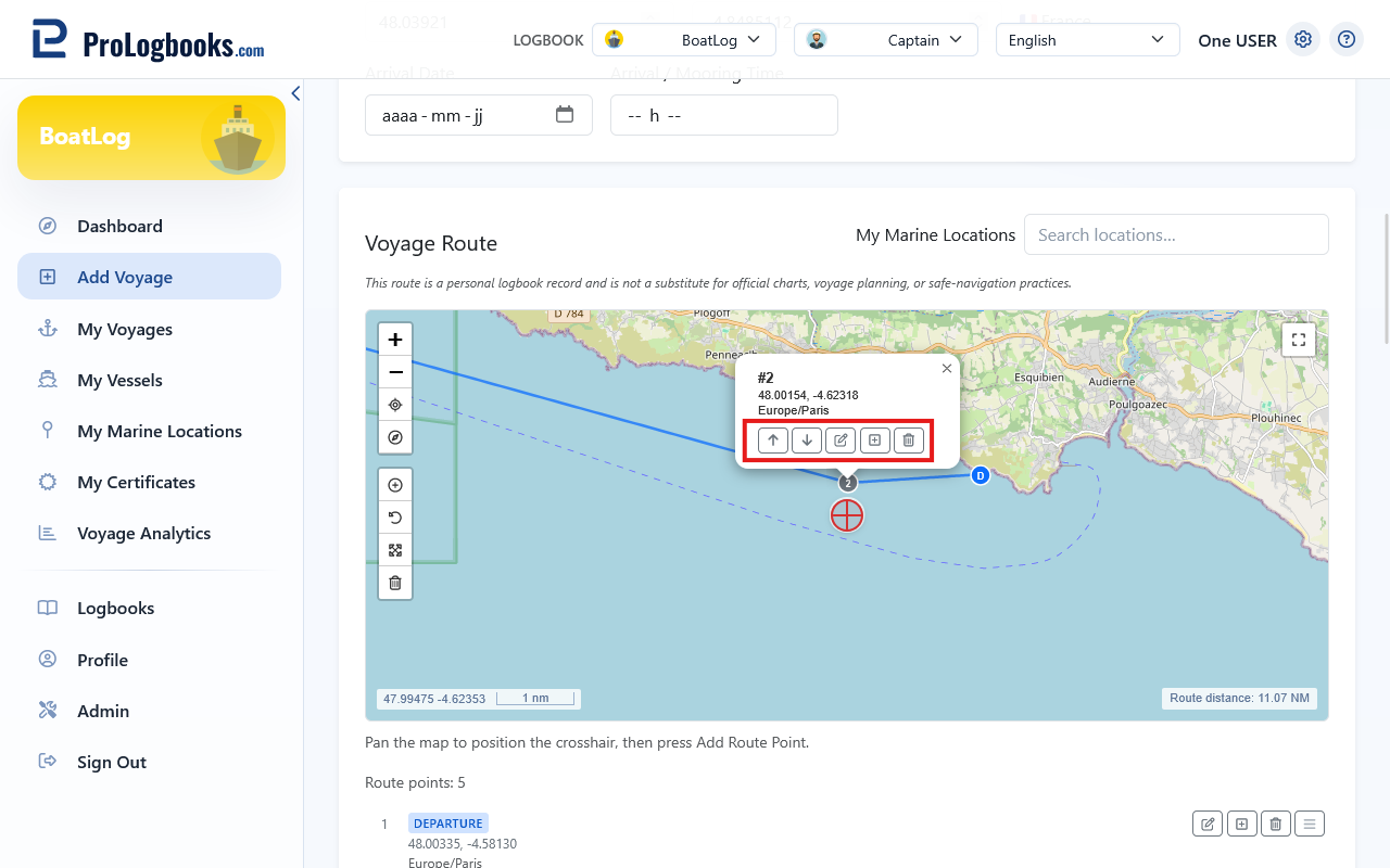 Change route order and insert missing points